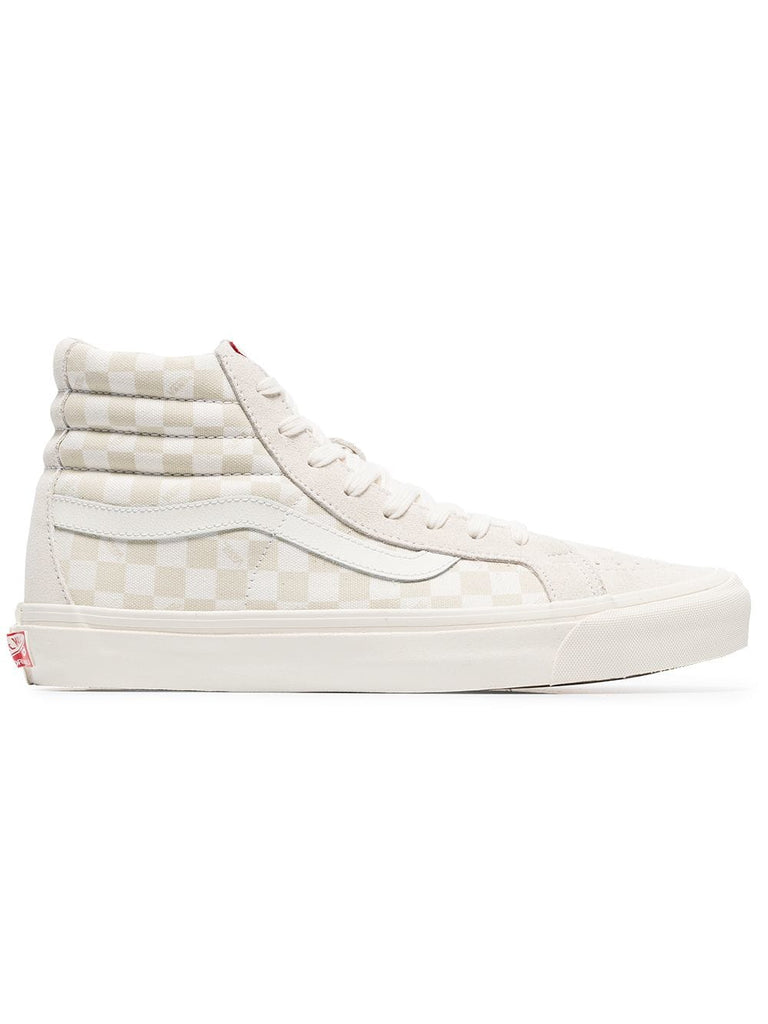 beige SK8-hi lx checkerboard leather and canvas high-top sneakers