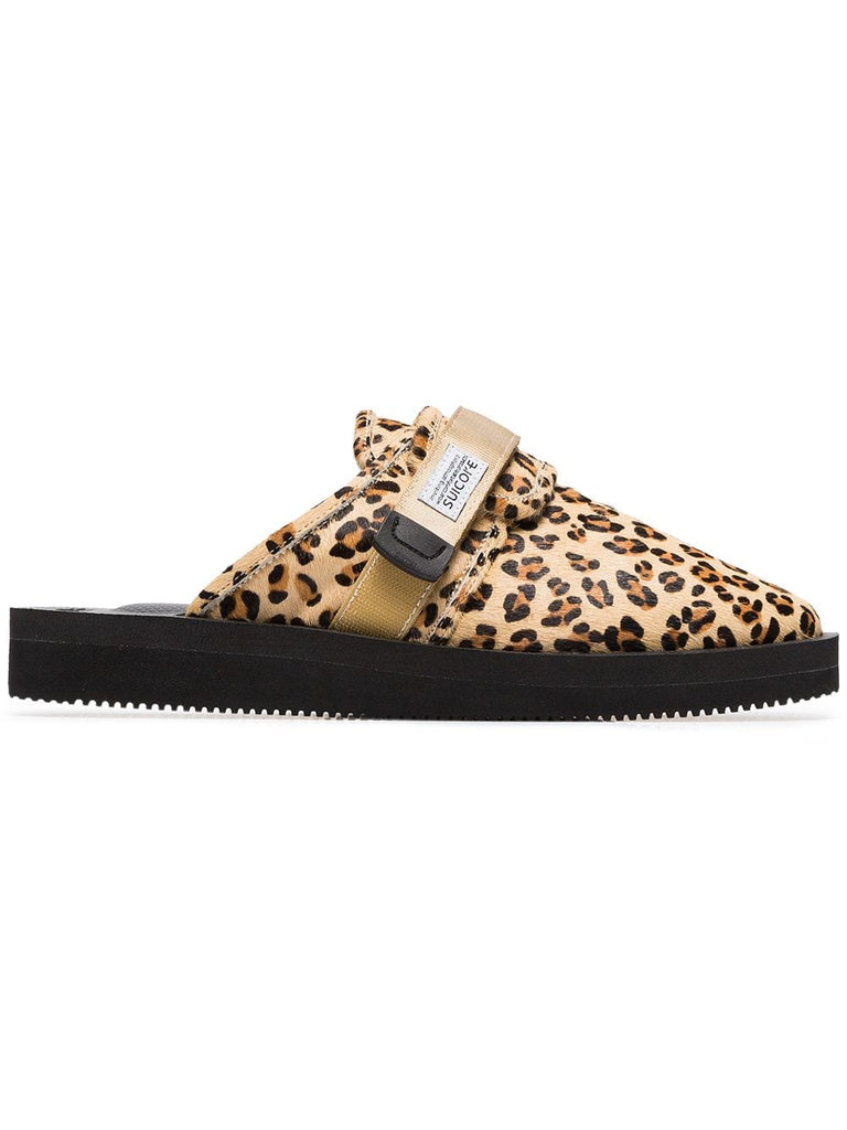 Leopard Print Sheep Skin and Calf Hair Slippers