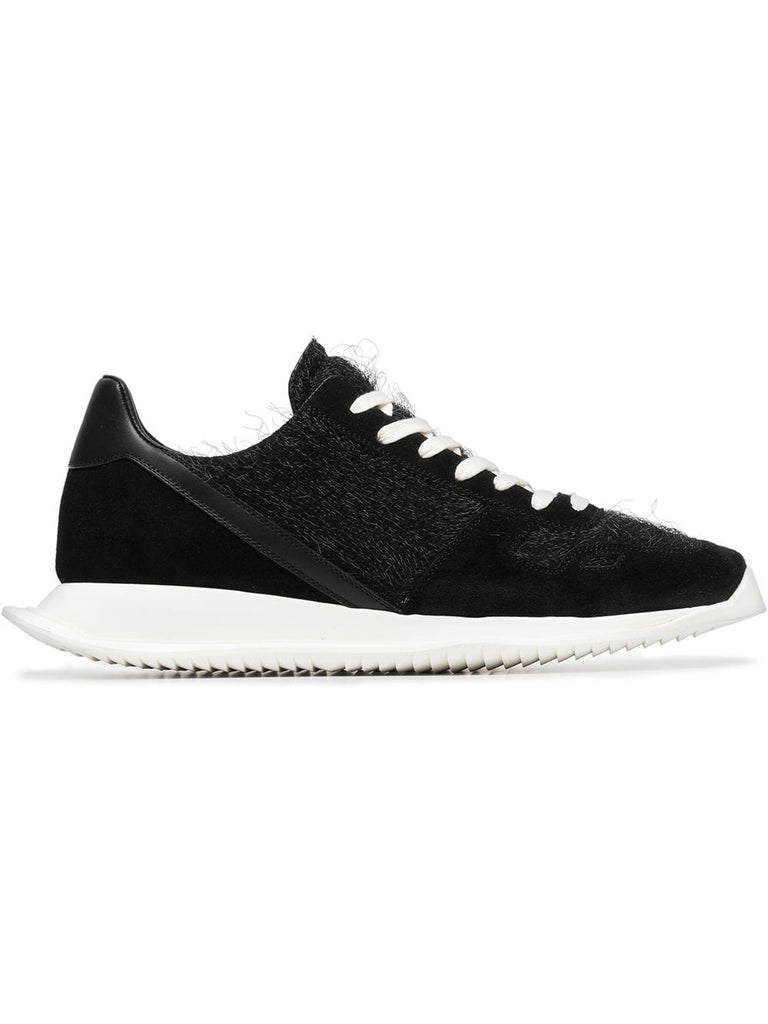 black and white sisyphus shearling sneakers