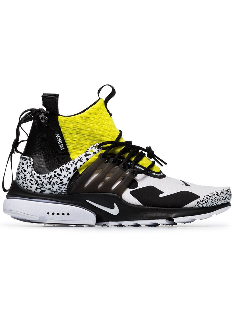 black white and yellow x Acronym Presto leather sneakers