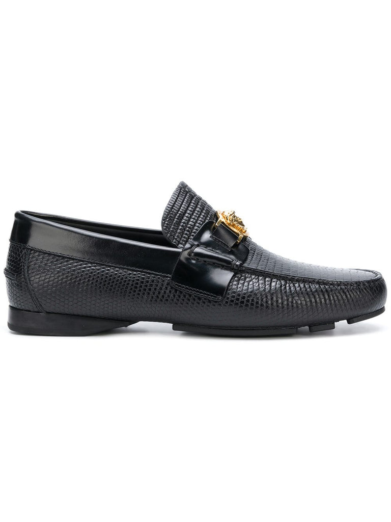 textured Medusa loafers