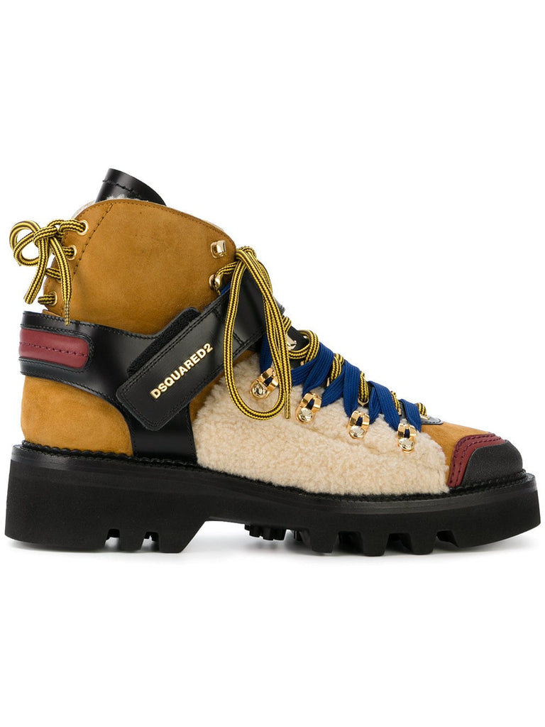 colour-block hiking boots