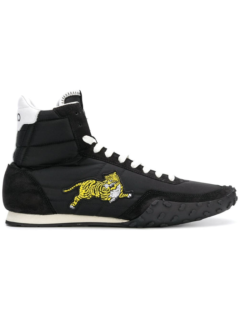 hi-top tiger embroidered sneakers