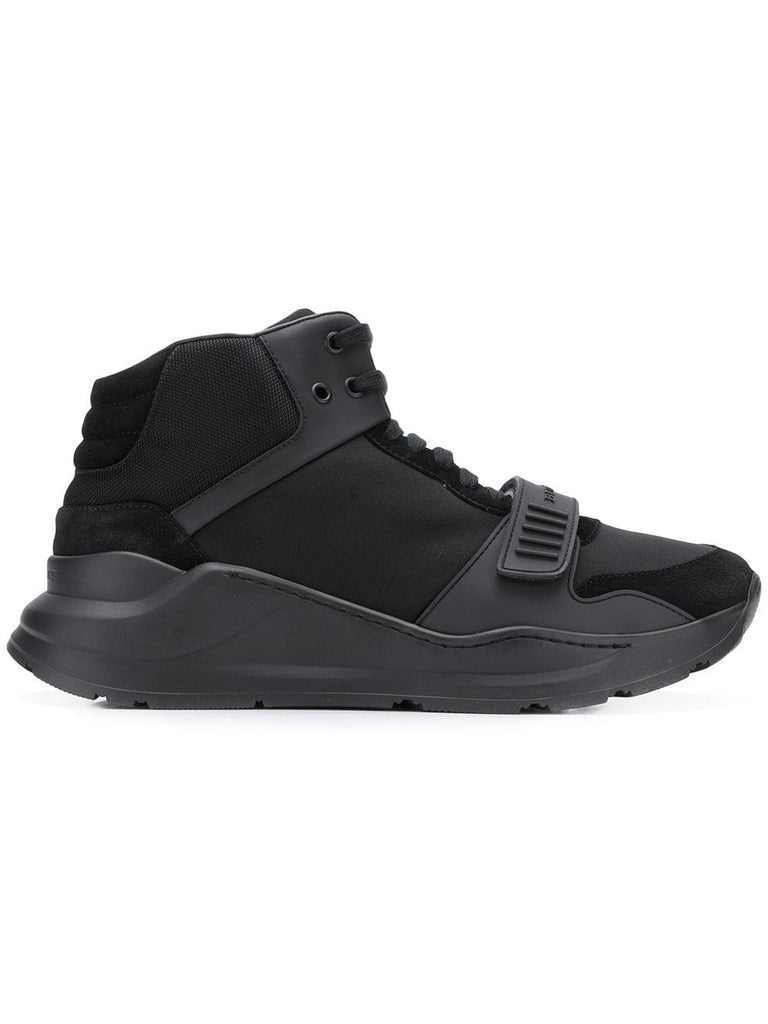 Suede and Neoprene High-top Sneakers