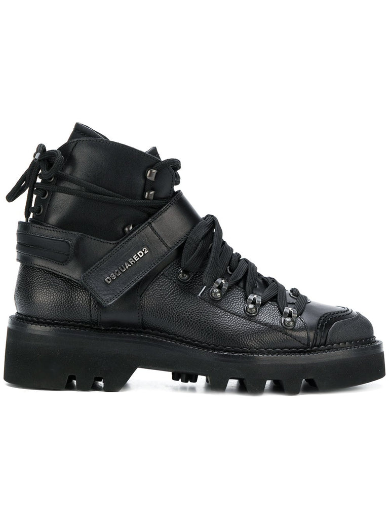 logo strap double laced boots