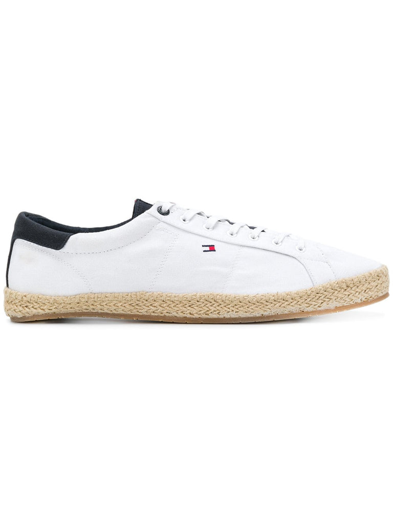 raffia sole lace-up sneakers