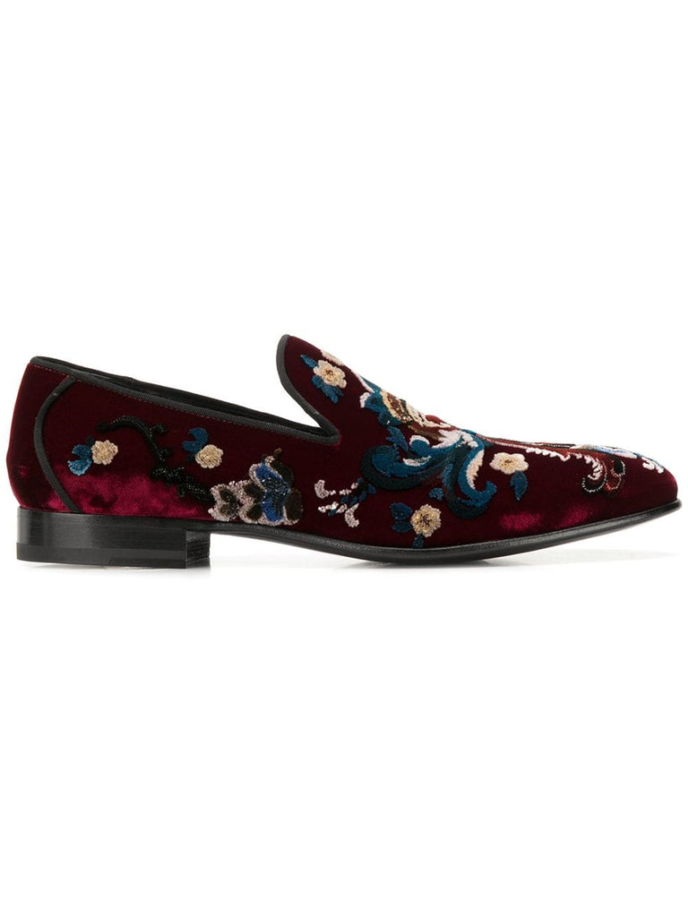 floral velvet loafers