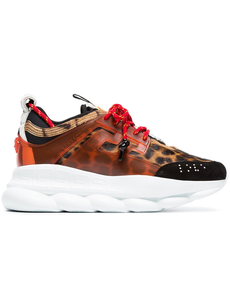 multicoloured Chain Reaction leopard print leather sneakers