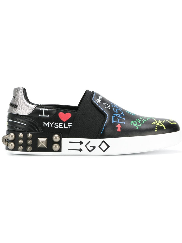 Portofino slip-on sneakers with Mural print