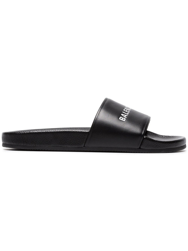 Logo Leather slides