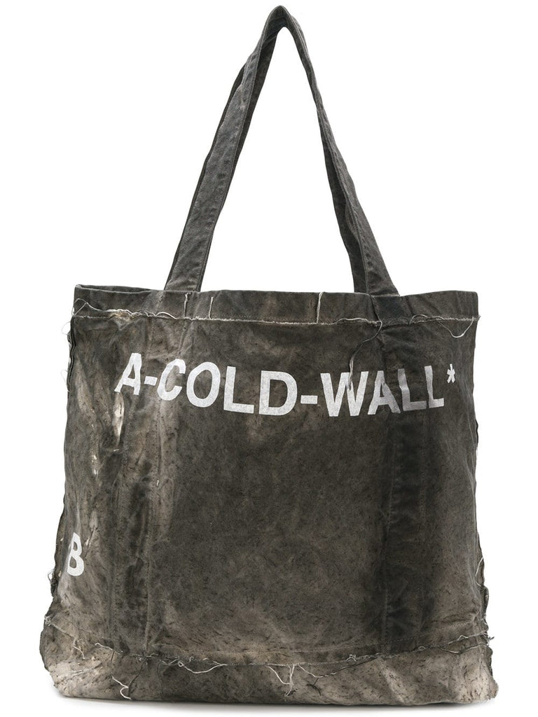 distressed logo shopper tote bag