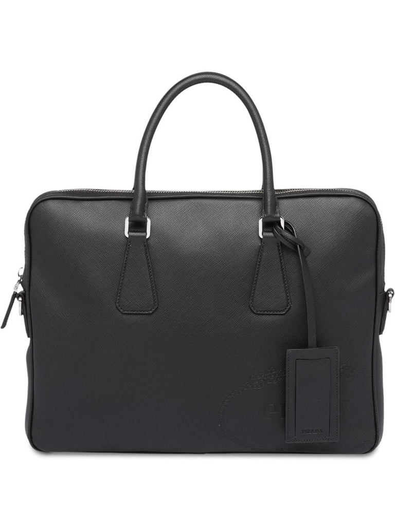 black saffiano leather briefcase