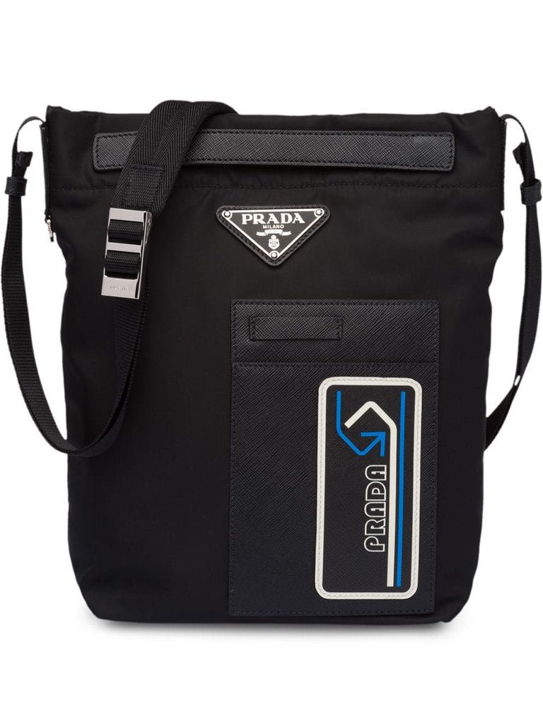 black logo messenger bag