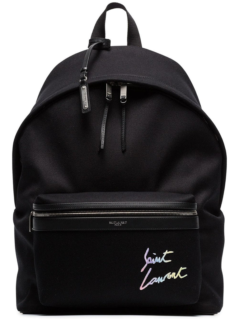 black logo embroidered backpack