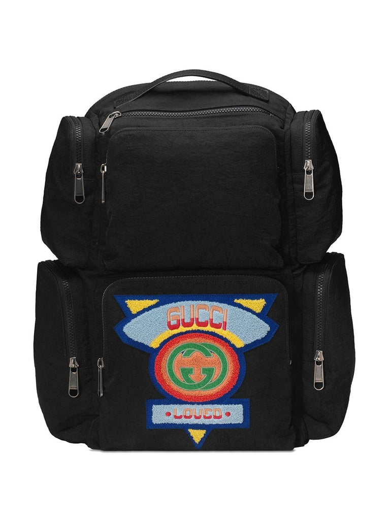 black Large backpack with Gucci '80s patch