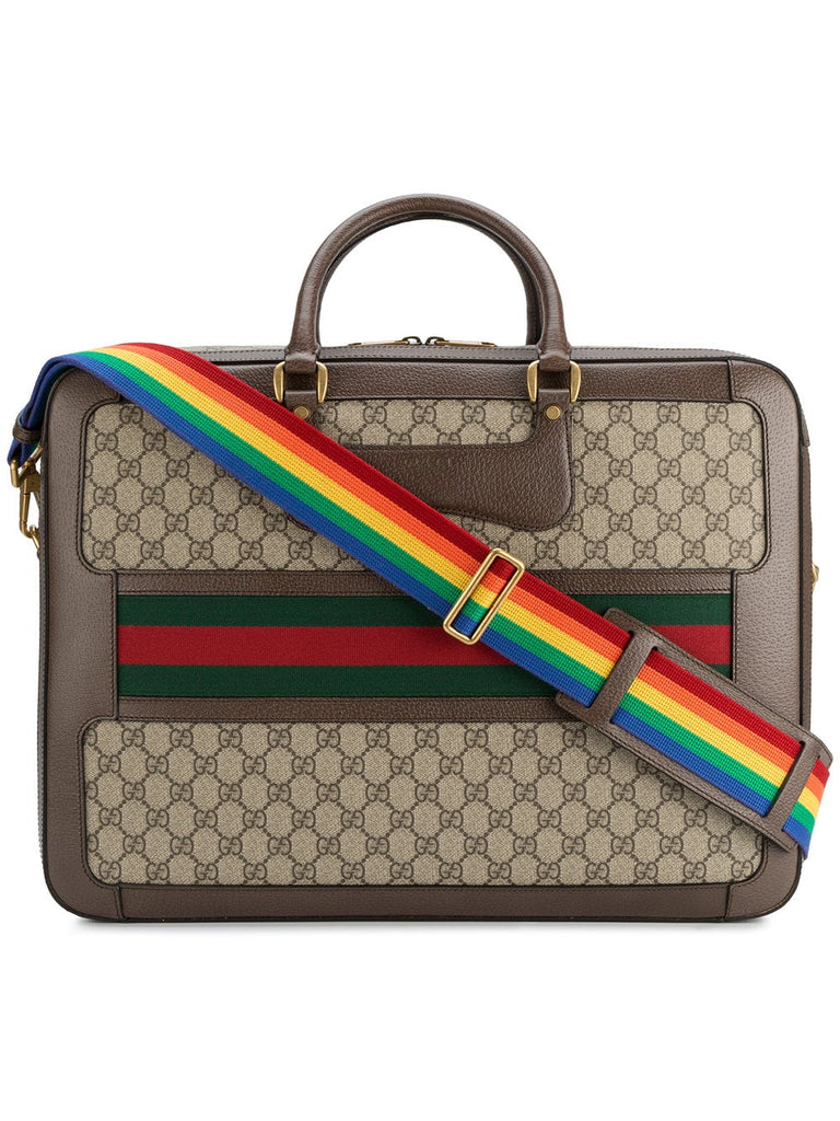 Leather Rainbow Strap GG Briefcase