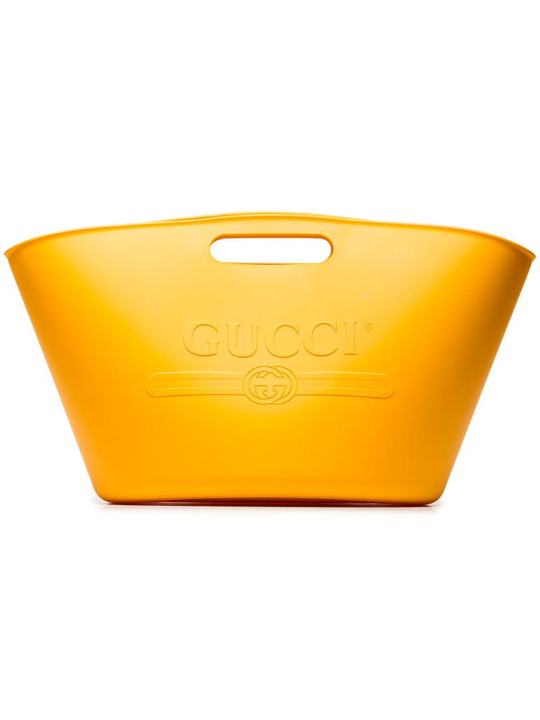 Yellow logo rubber tote