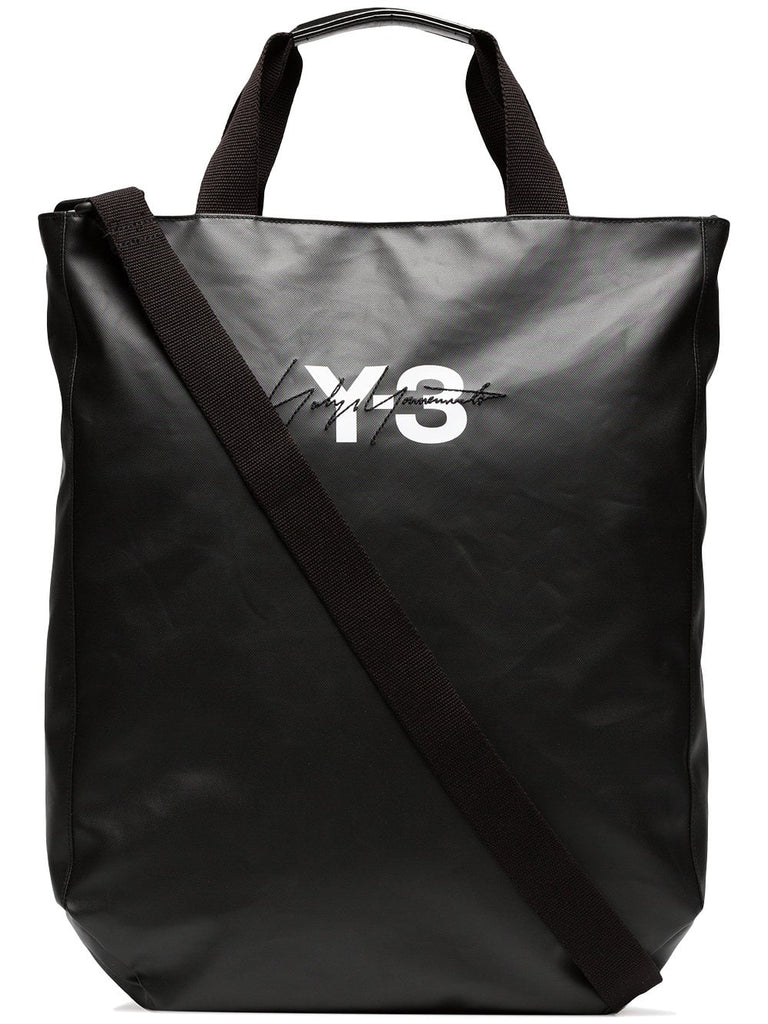 black logo tote bag