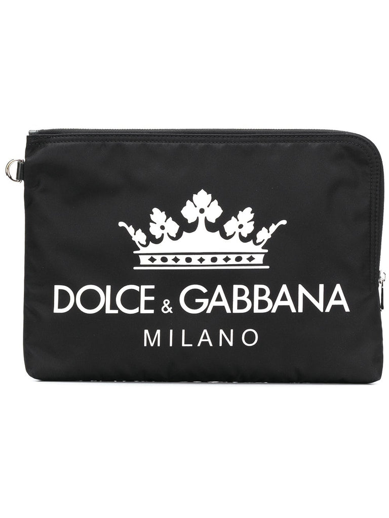 logo print clutch bag