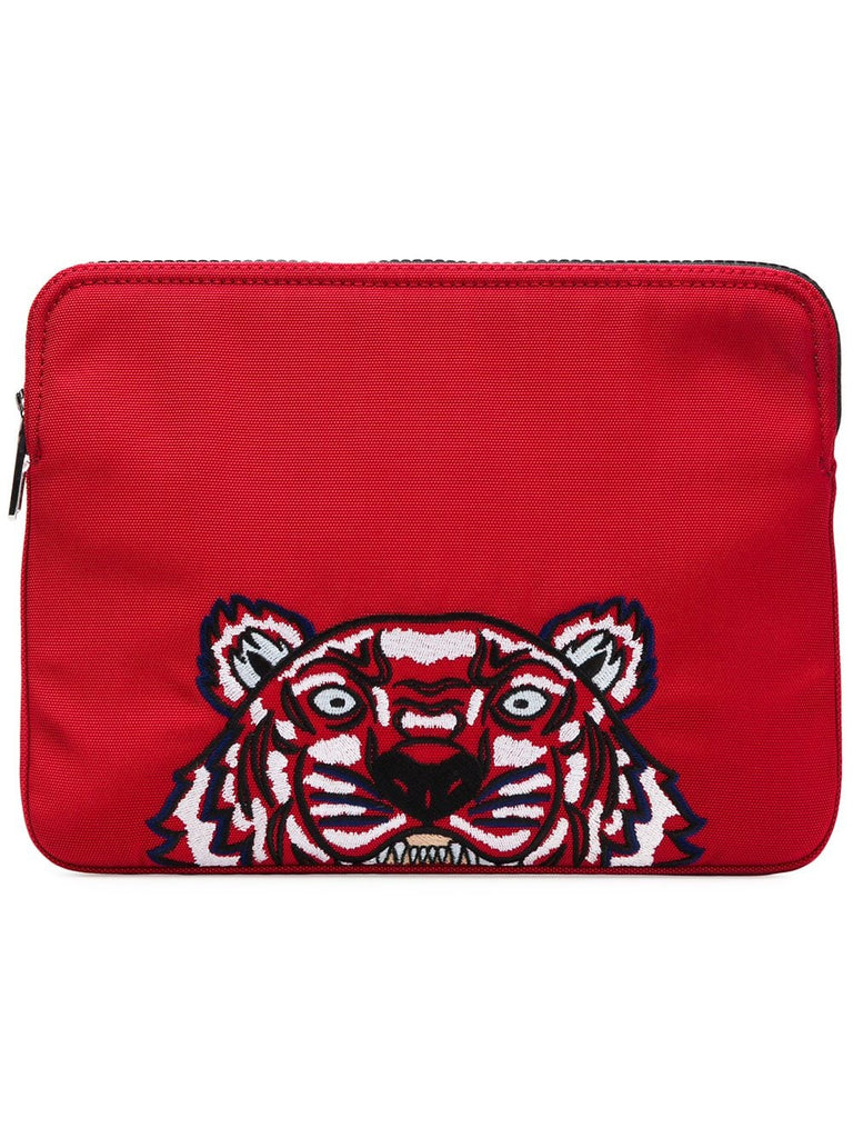 tiger embroidered clutch