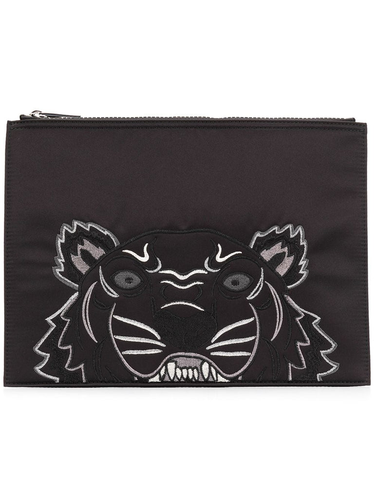 embroidered tiger clutch bag