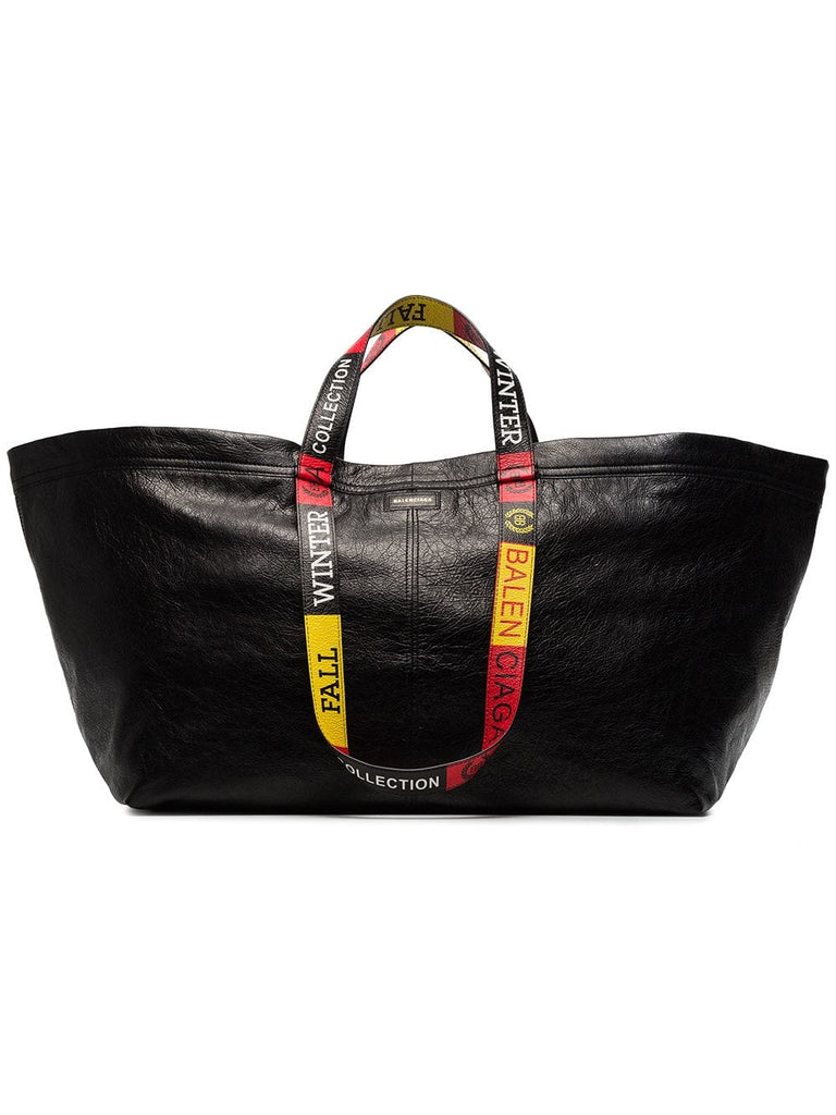 Black Carry large leather tote bag