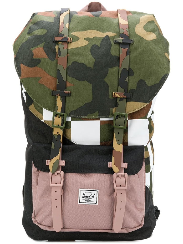 green camouflage backpack