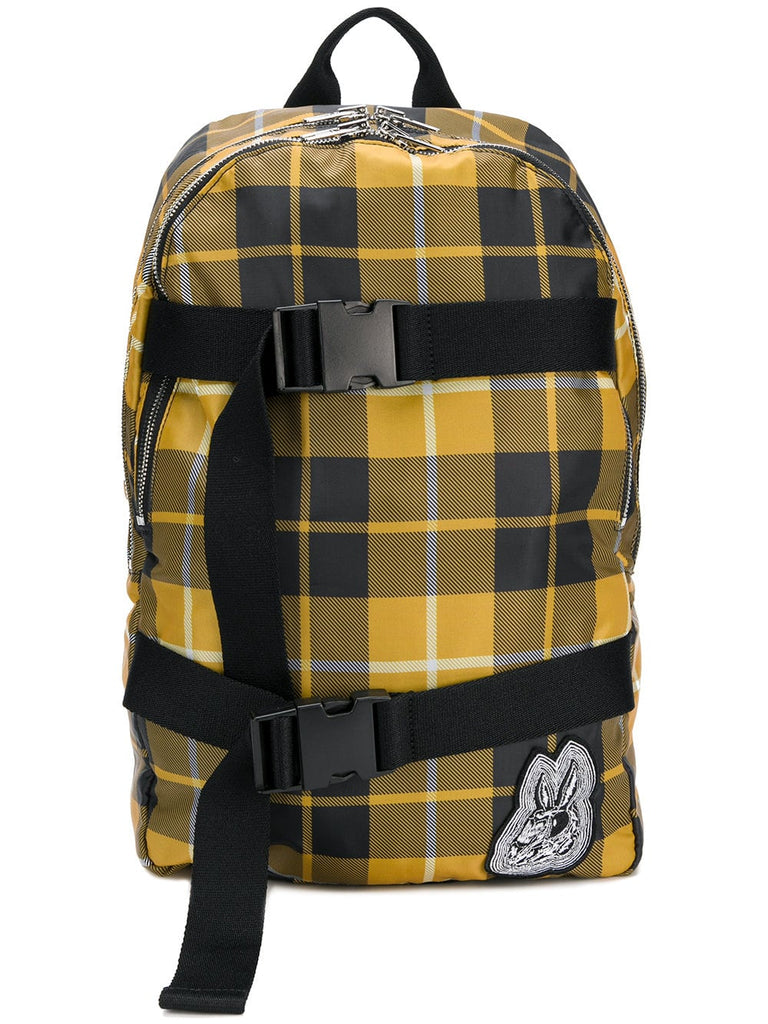 plaid logo backpack