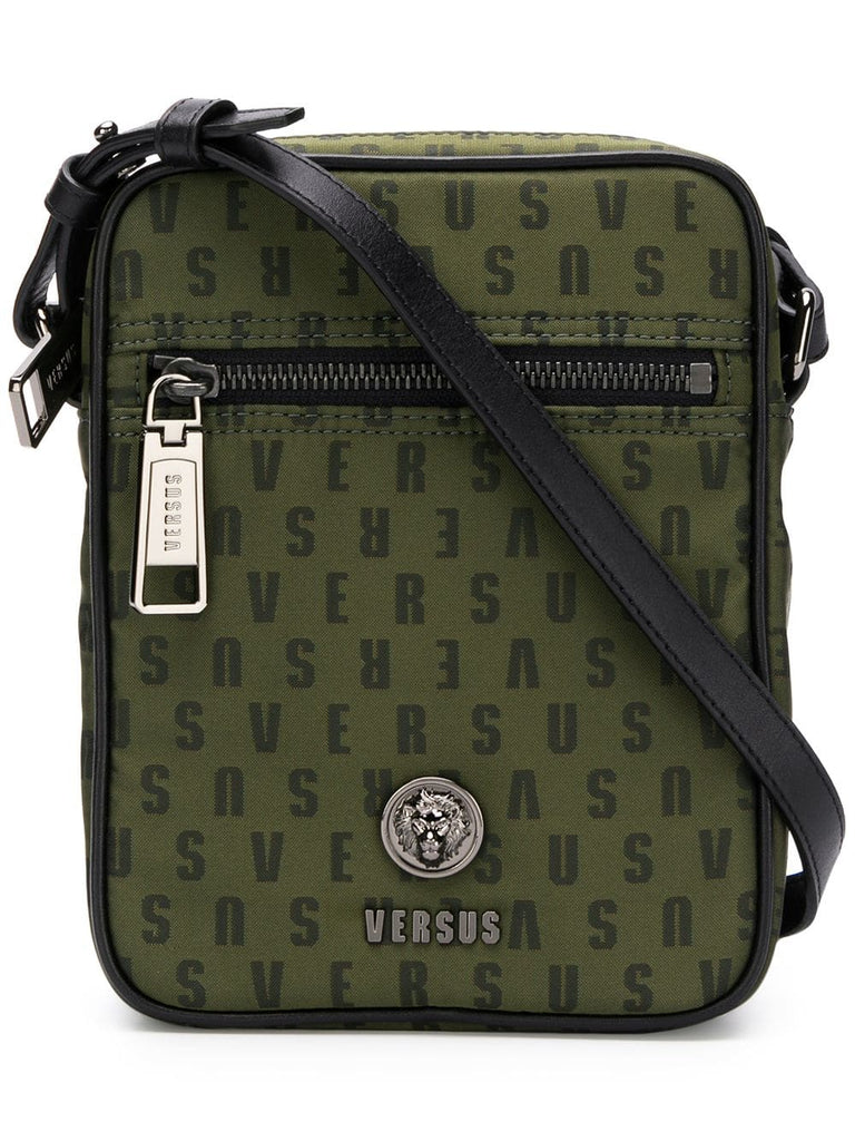 logo zipped messenger bag