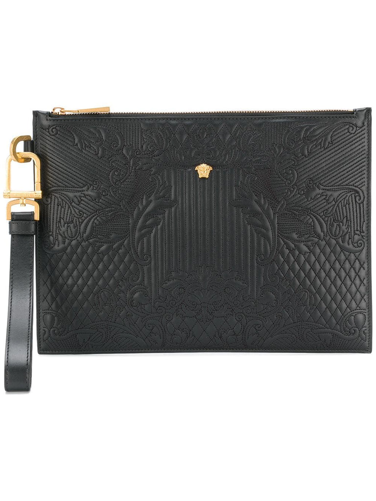 embossed square clutch bag