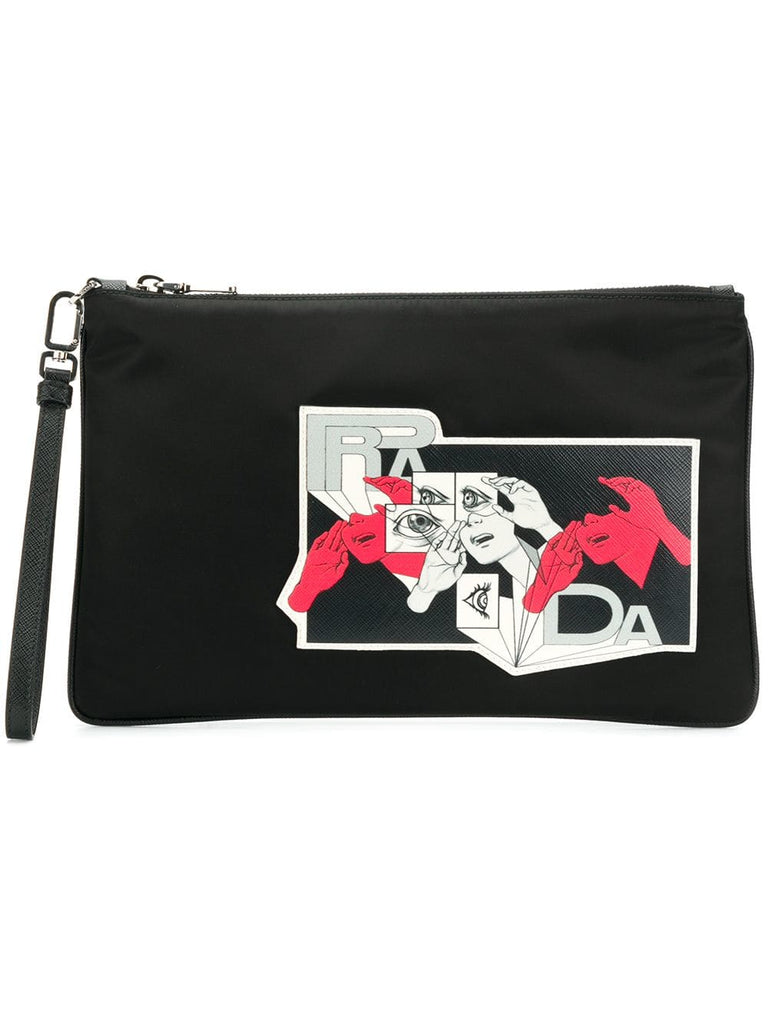 comics print clutch bag