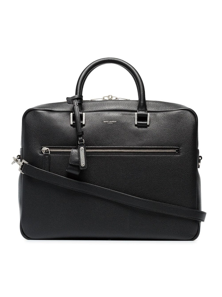 black logo print briefcase