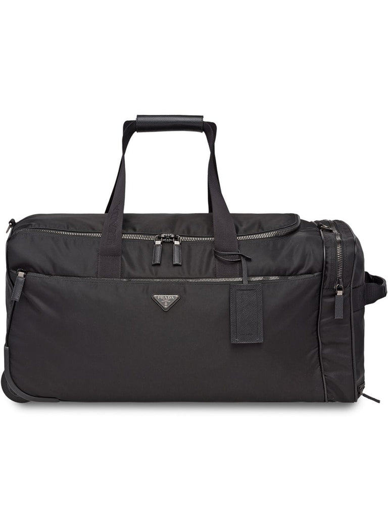 Nylon and Saffiano leather wheeled carry-on