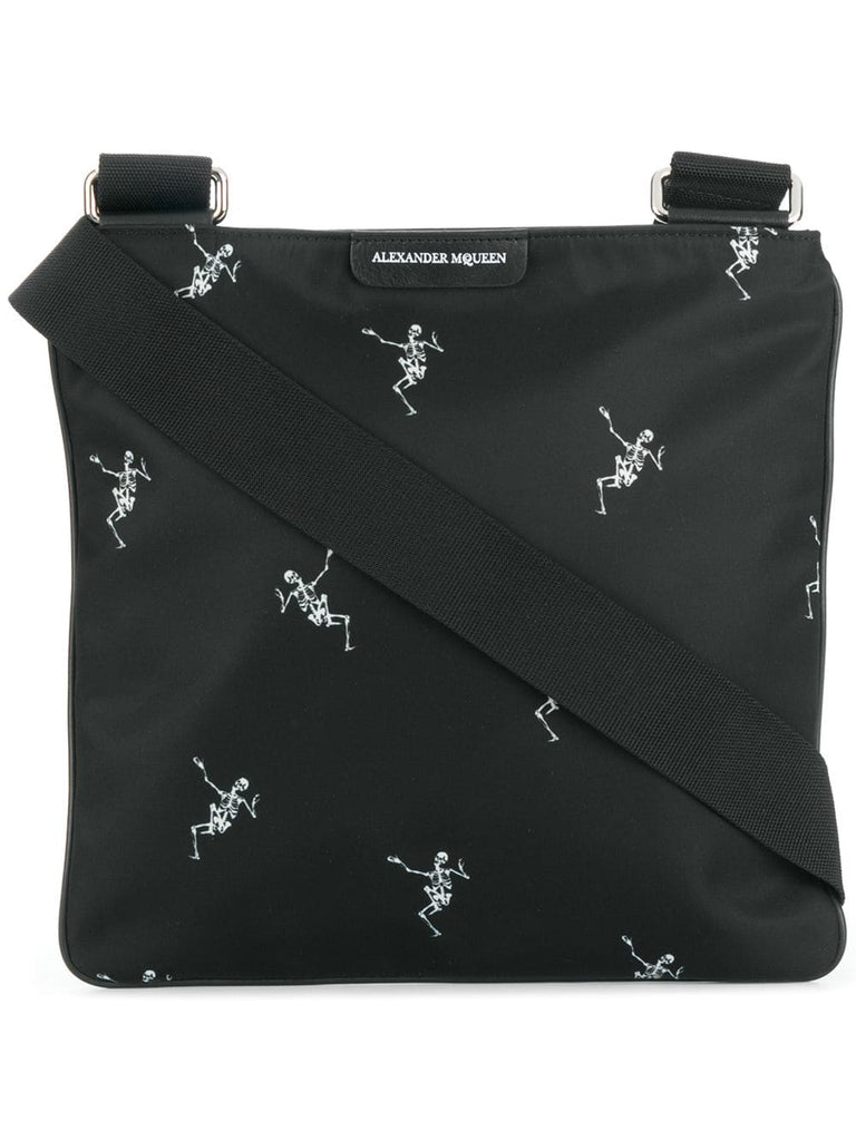 skeleton print messenger bag