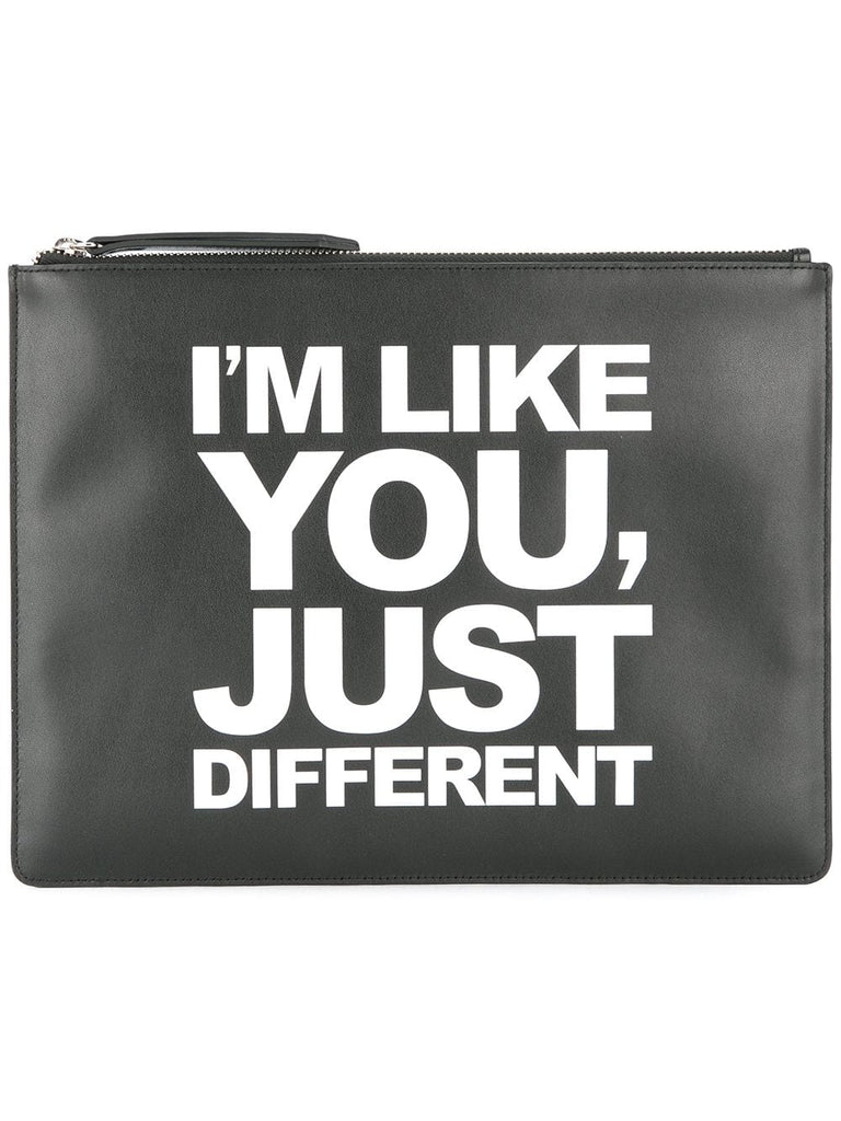 slogan zipped clutch