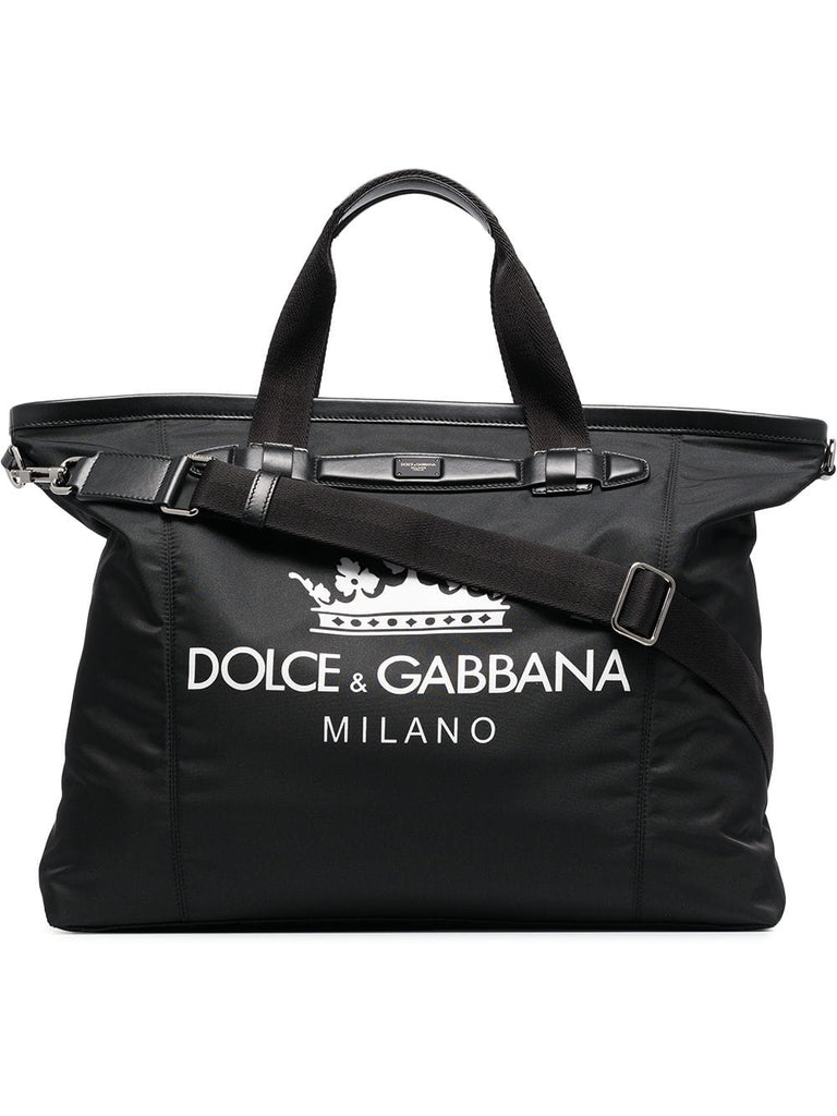 black and white logo holdall