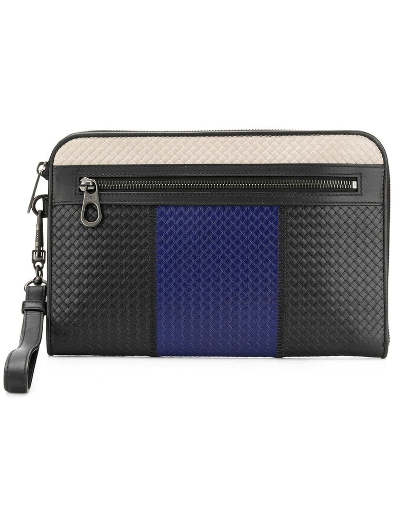 Intrecciato weave clutch bag