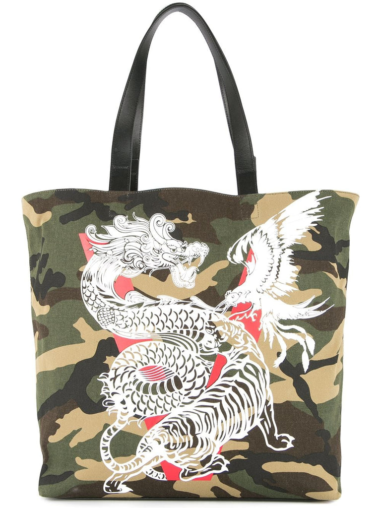 Dragon print tote bag