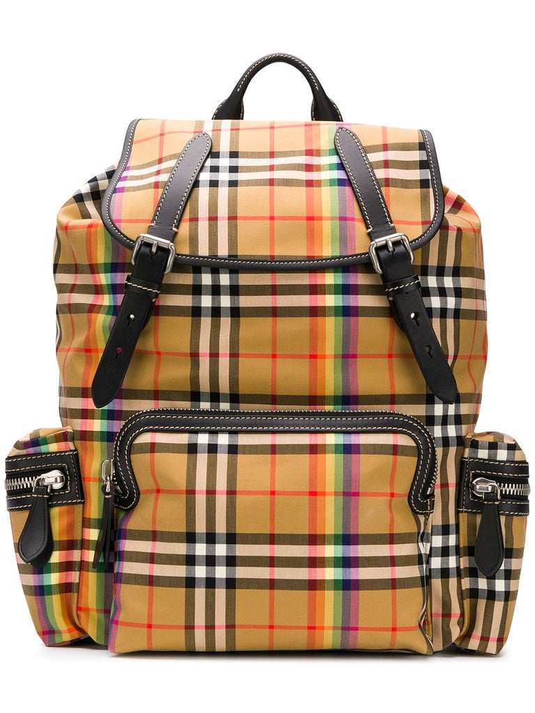 vintage rainbow check backpack