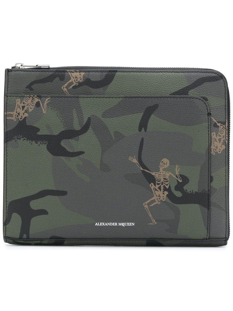 Skeleton print clutch bag