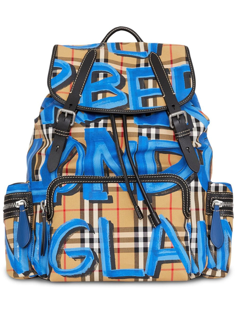 The Large Rucksack in Graffiti Print Vintage Check