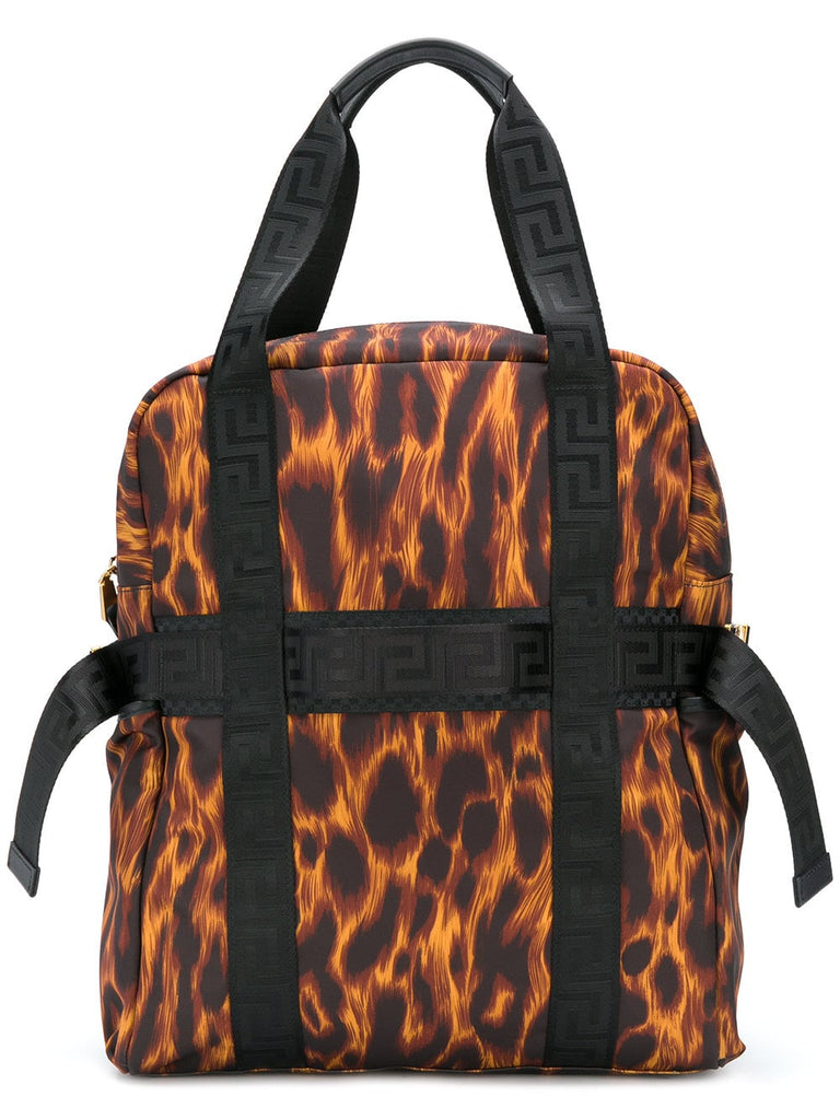 leopard backpack tote