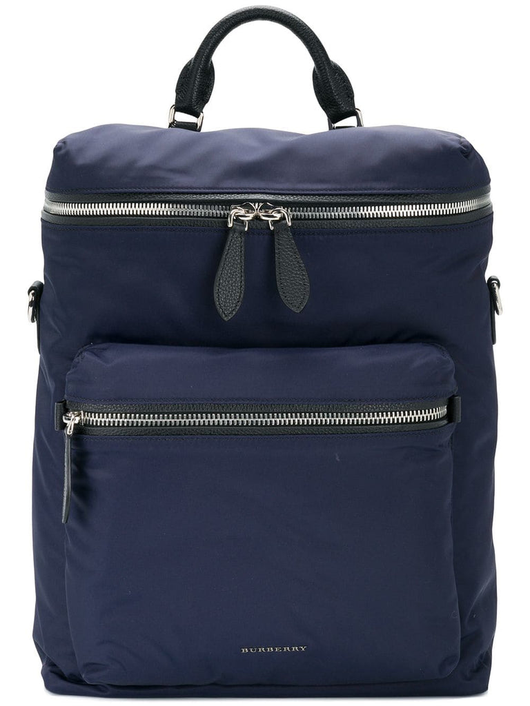 Zip-top Leather Trim Showerproof backpack