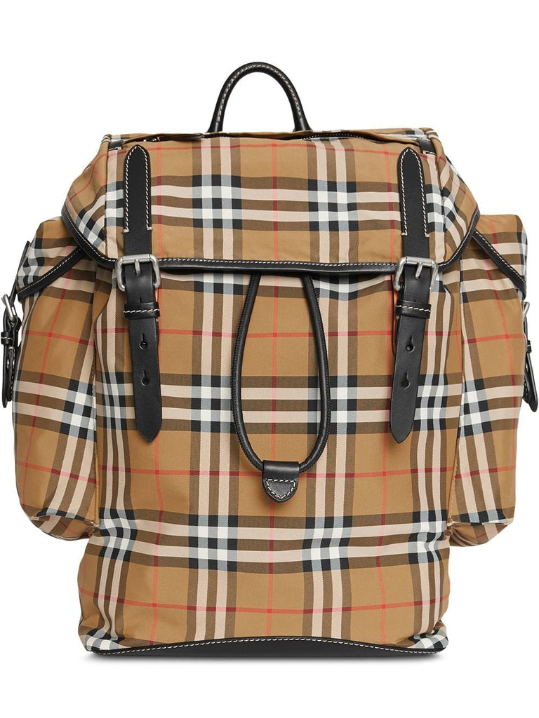 Vintage Check and Leather Backpack