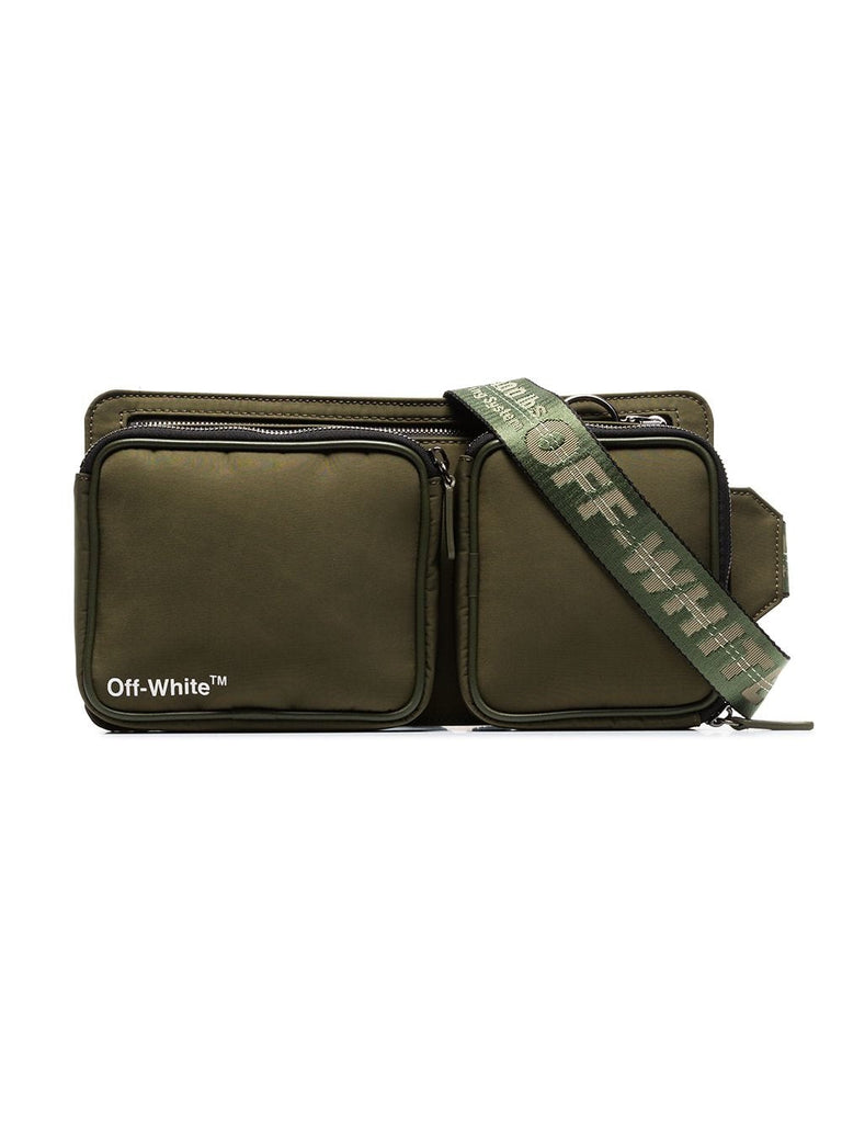 green multi-compartment cross body bag