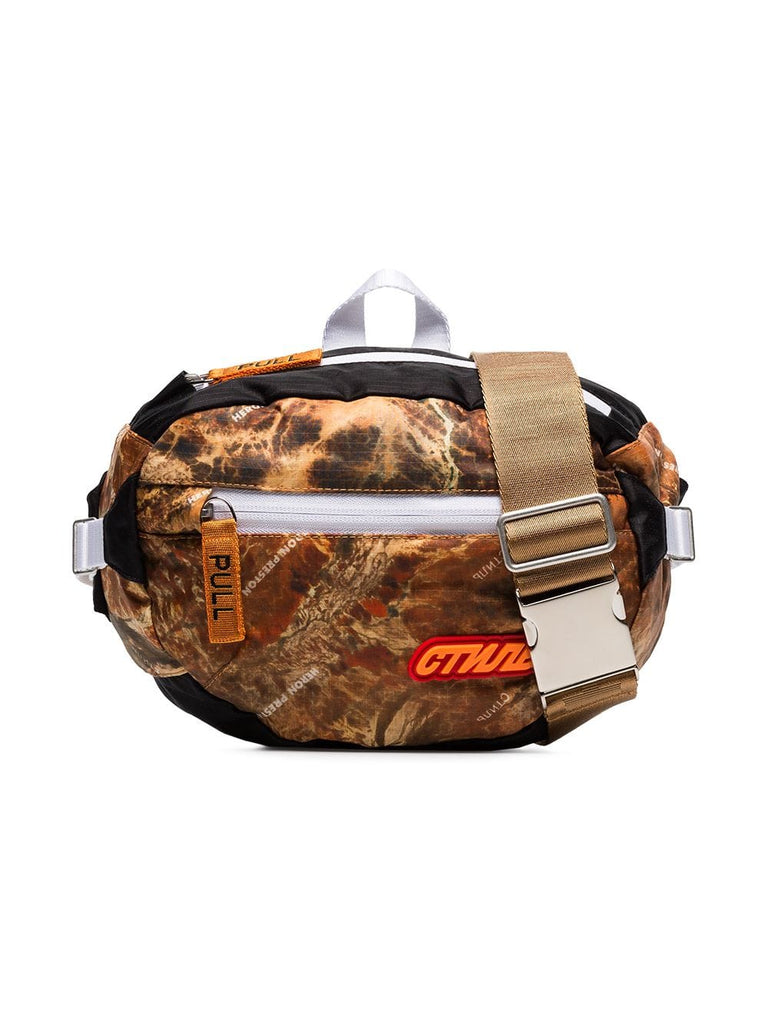 multicoloured CTNMB camouflage print padded cross body bag