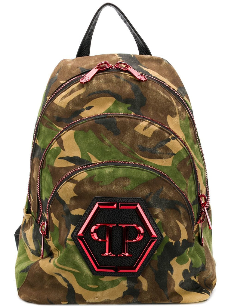 camouflage triple zip backpack