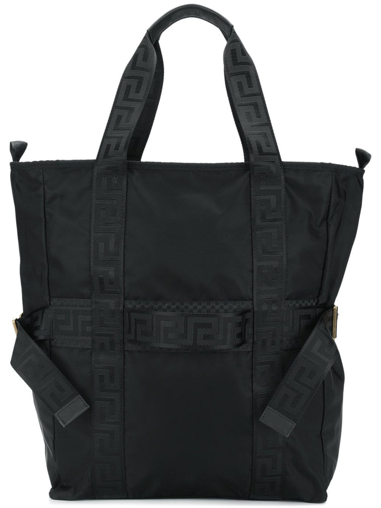 logo compression strap tote