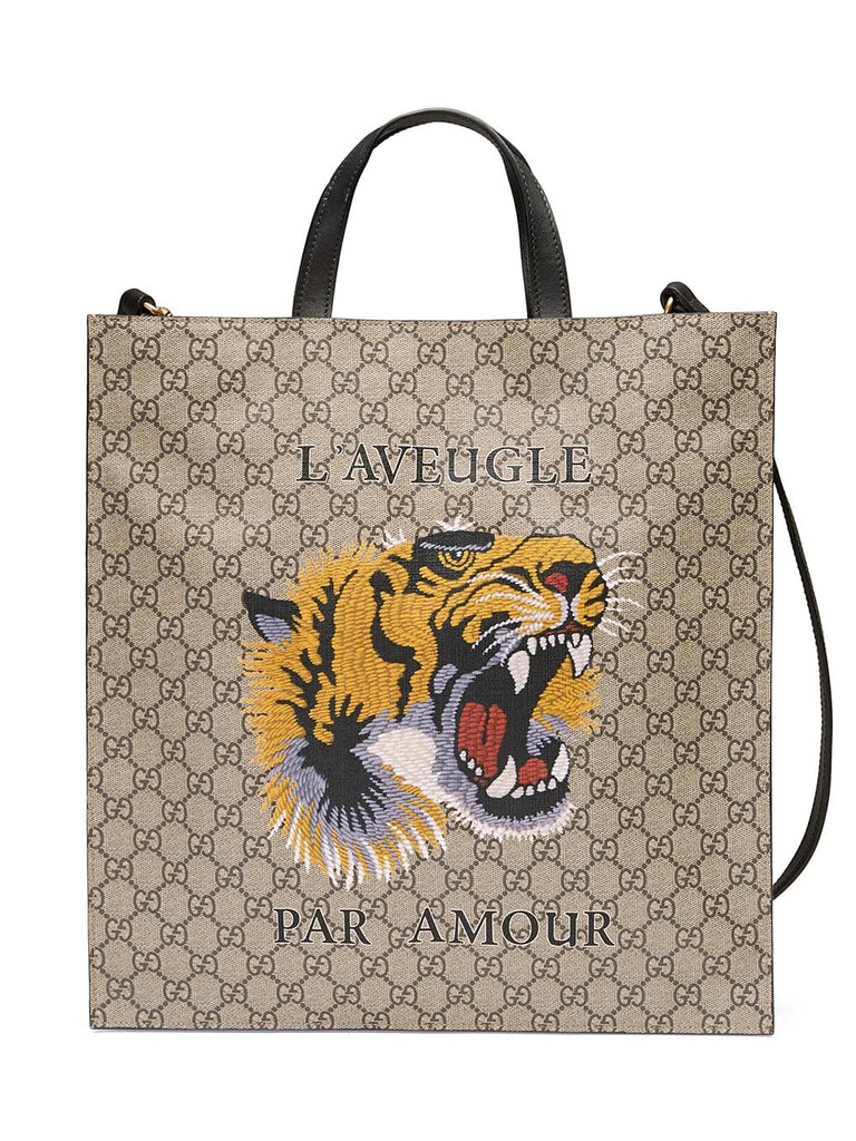 Tiger print soft GG Supreme tote