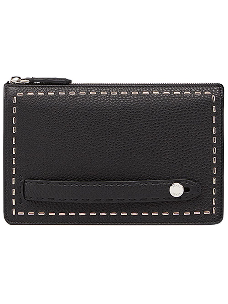 metallic stitching clutch